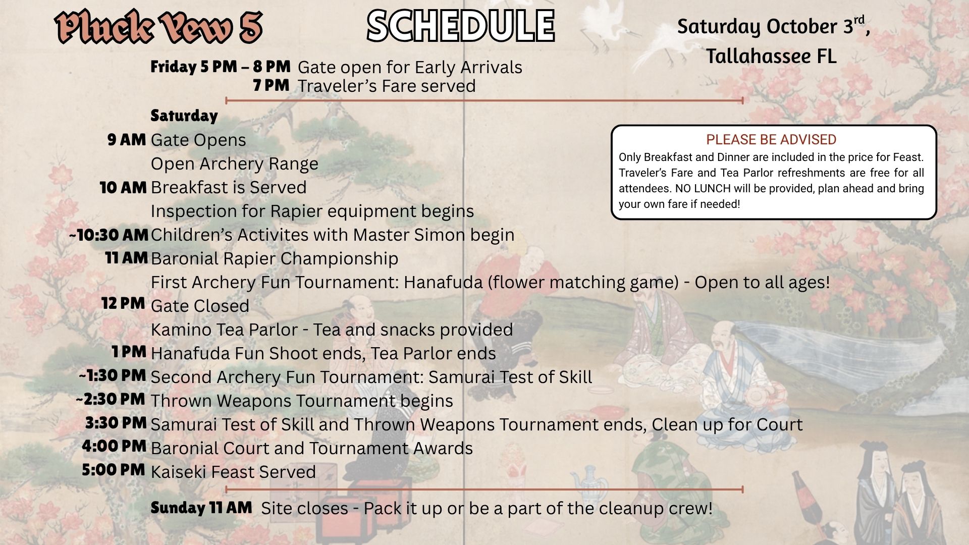 Schedule for Pluck Yew 5